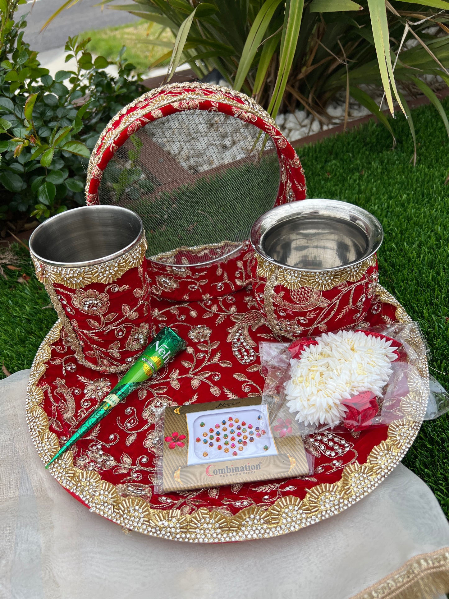 Karwa chauth Embroidered thali set