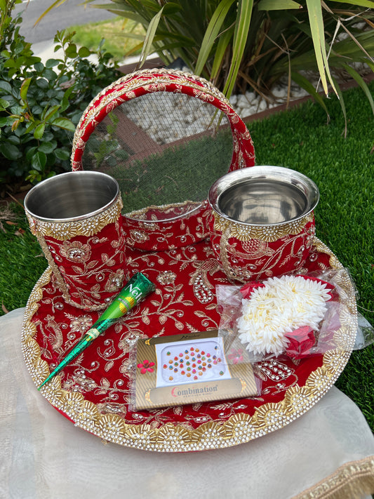 Karwa chauth Embroidered thali set