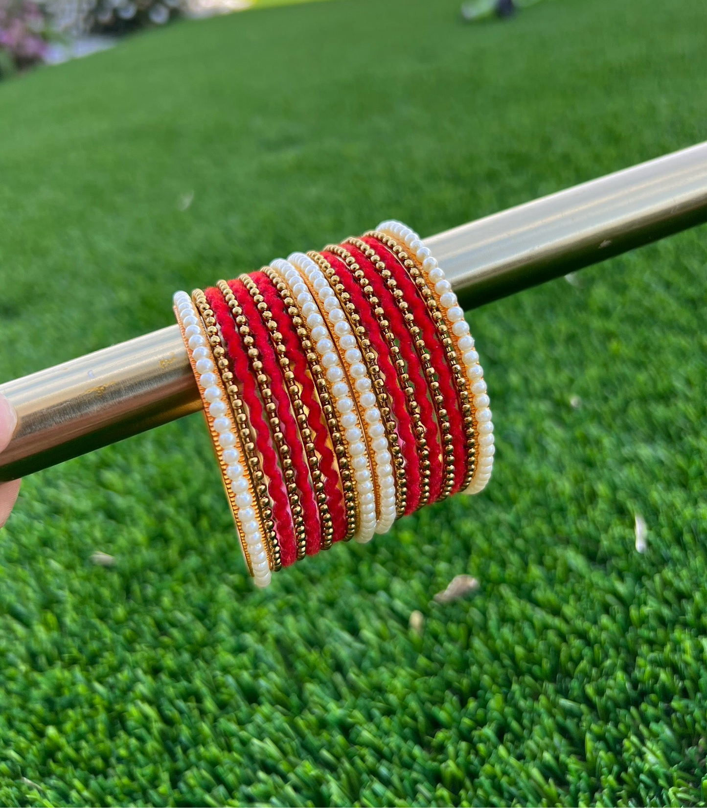 Metal red bangles