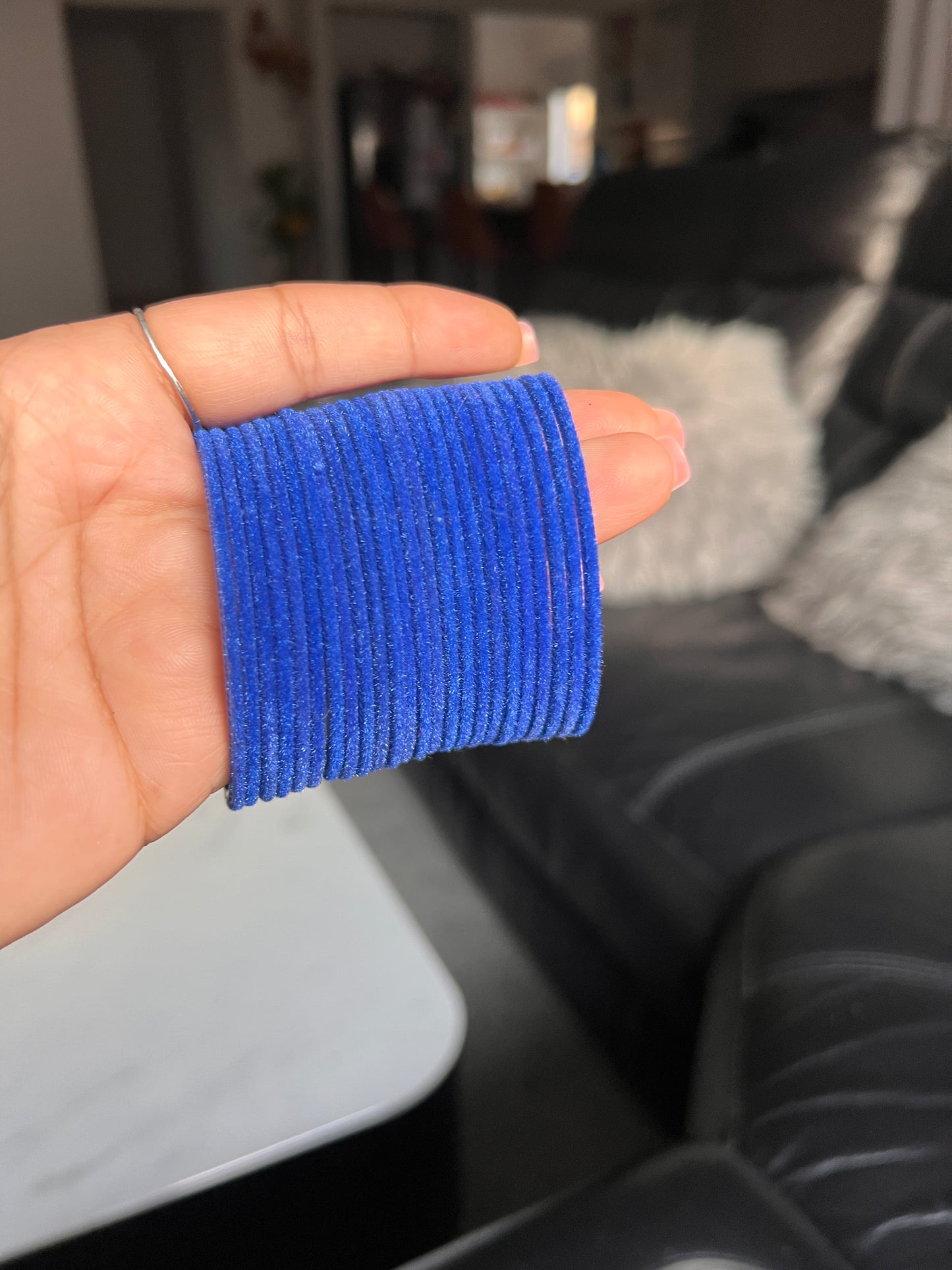 Navy blue velvet bangles