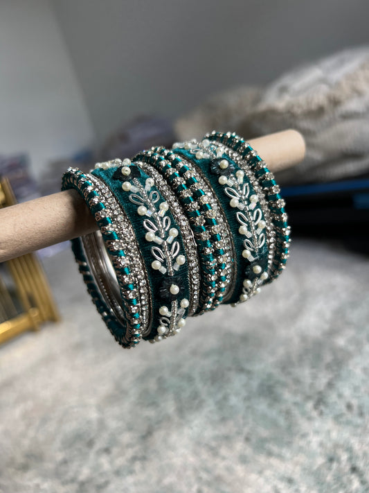 Savreen teal green bangles
