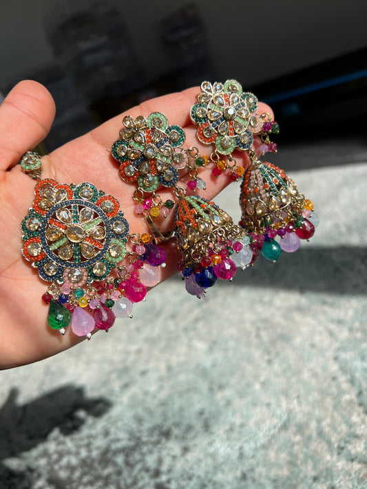 Pakistani jhumka & tikka set