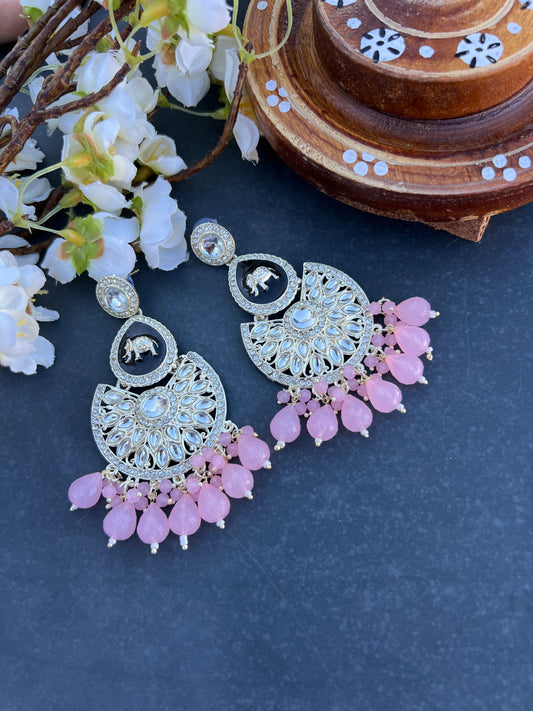 Pink kundan earrings