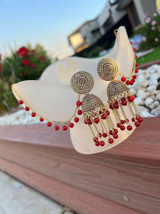 Jhumki with ear chains
