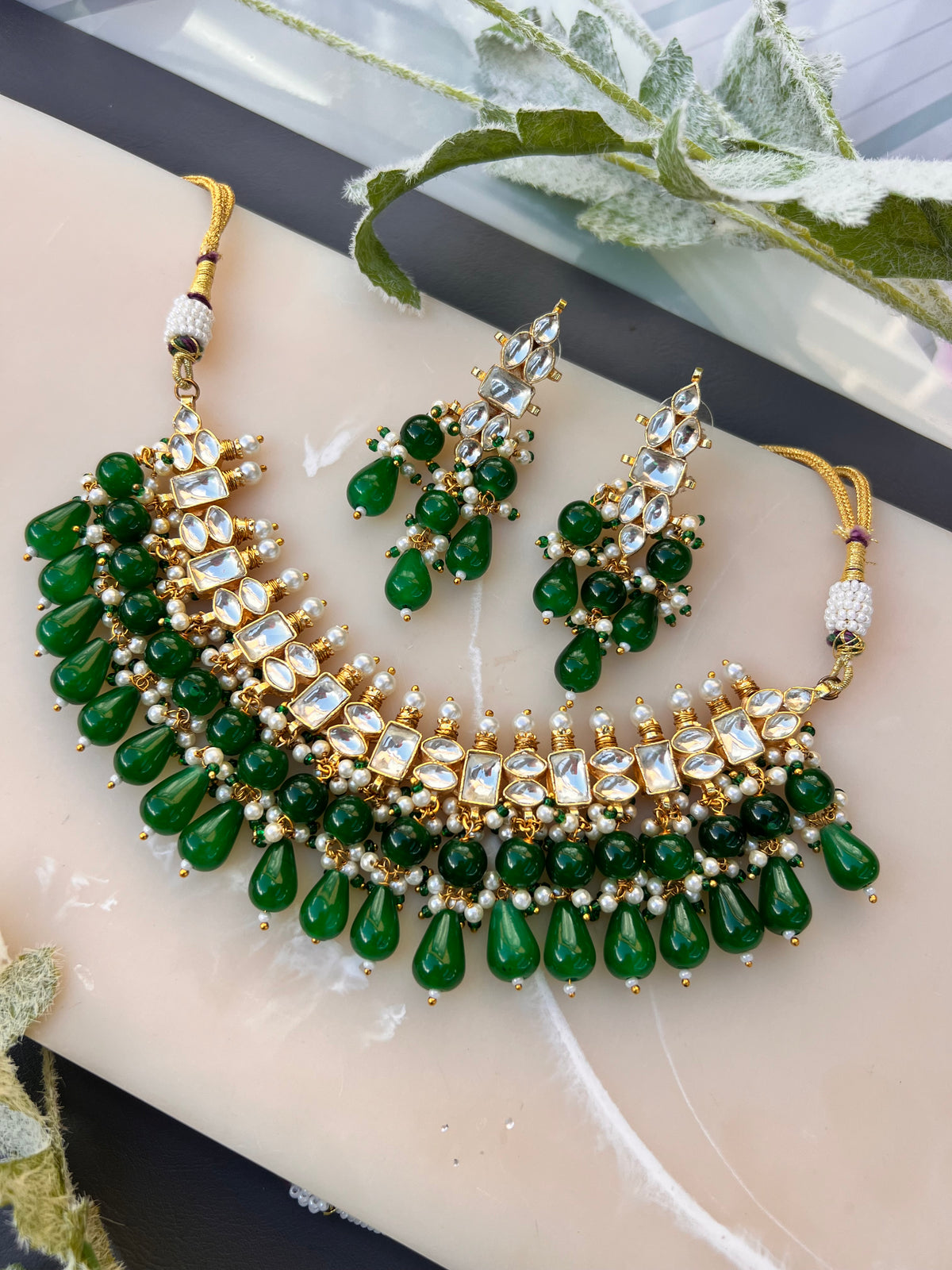Trasha Paachi kundan necklace set