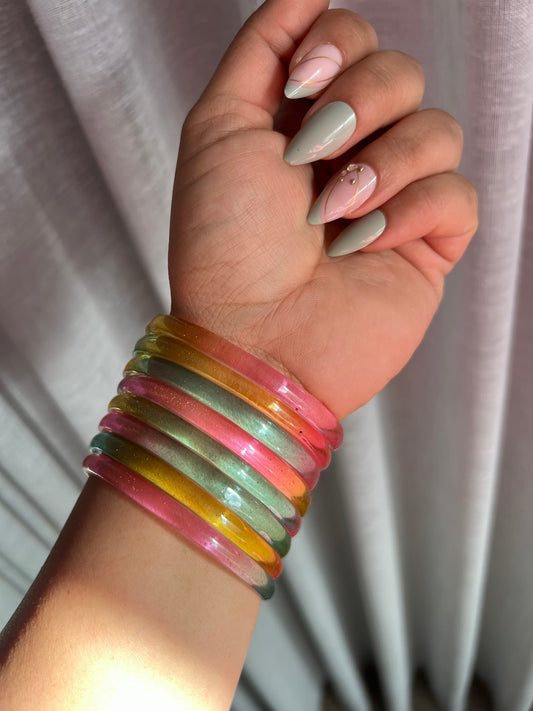 Pastel Multicoloured jelly bangles