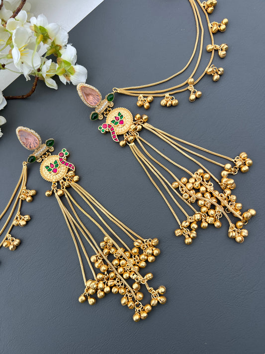Dhanvi Kashmiri long earrings with ear chains