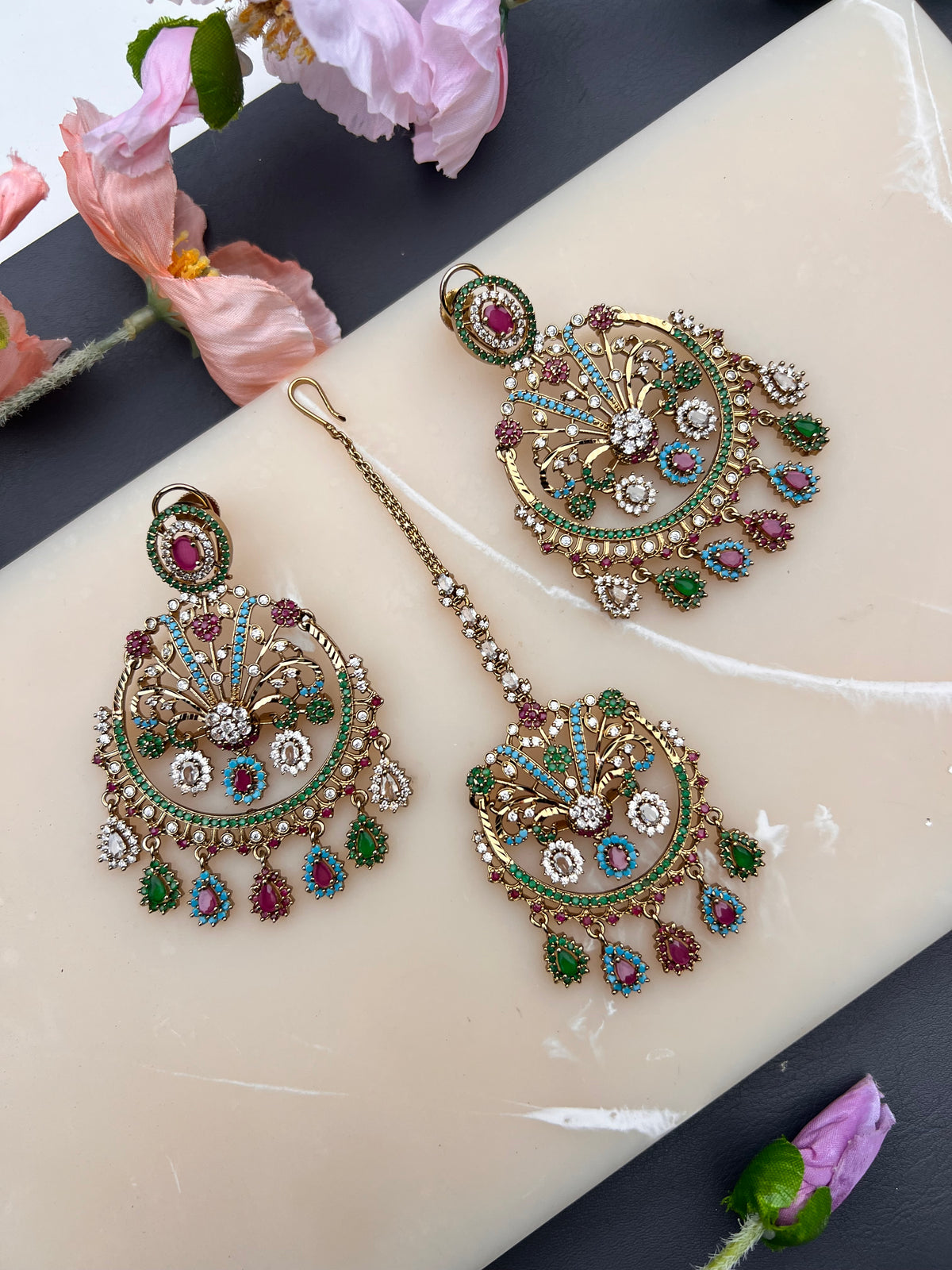 Rhea earrings and Tikka set