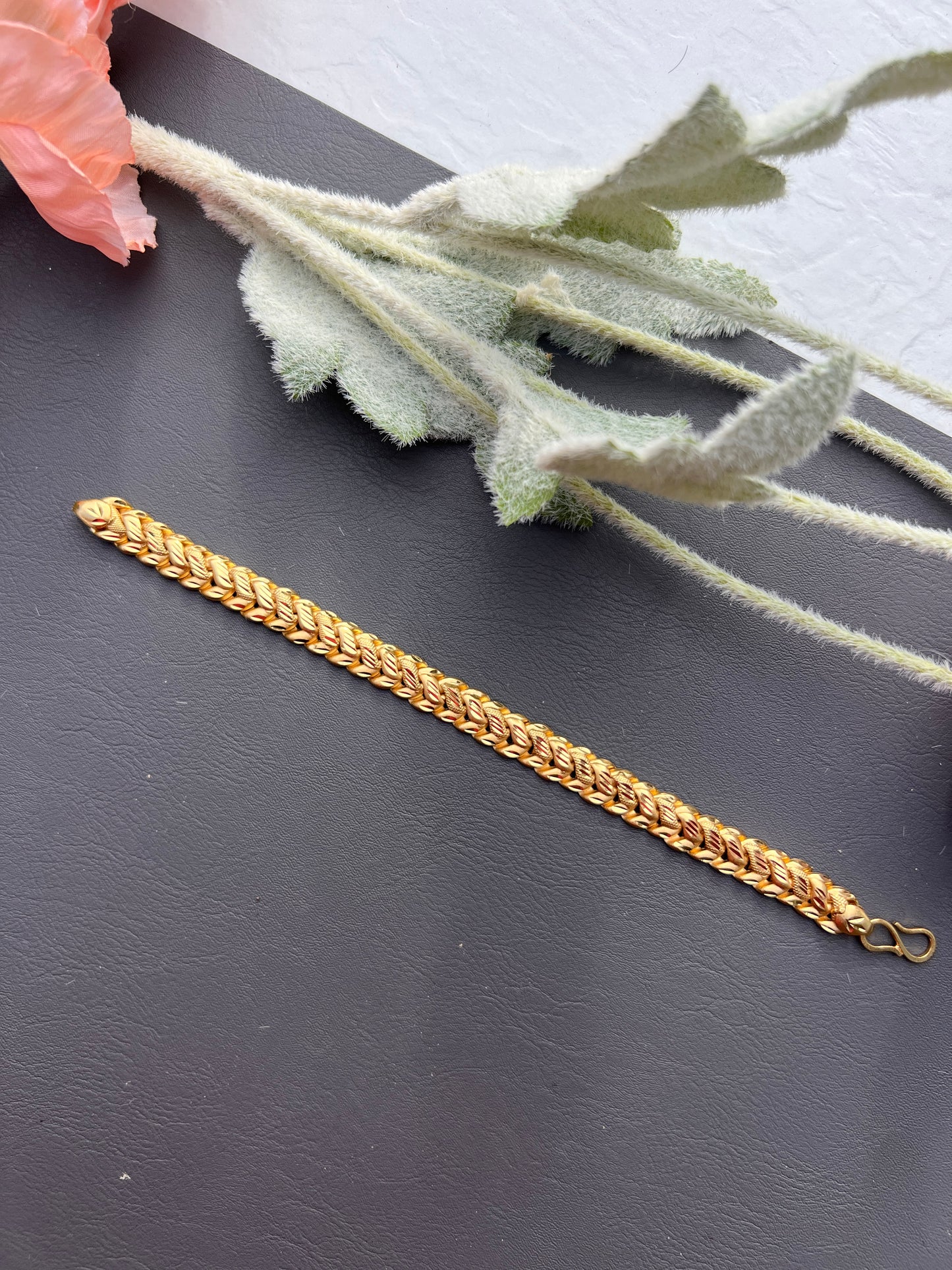 "Rajveer Traditional Gold-Plated Men’s Link Bracelet"