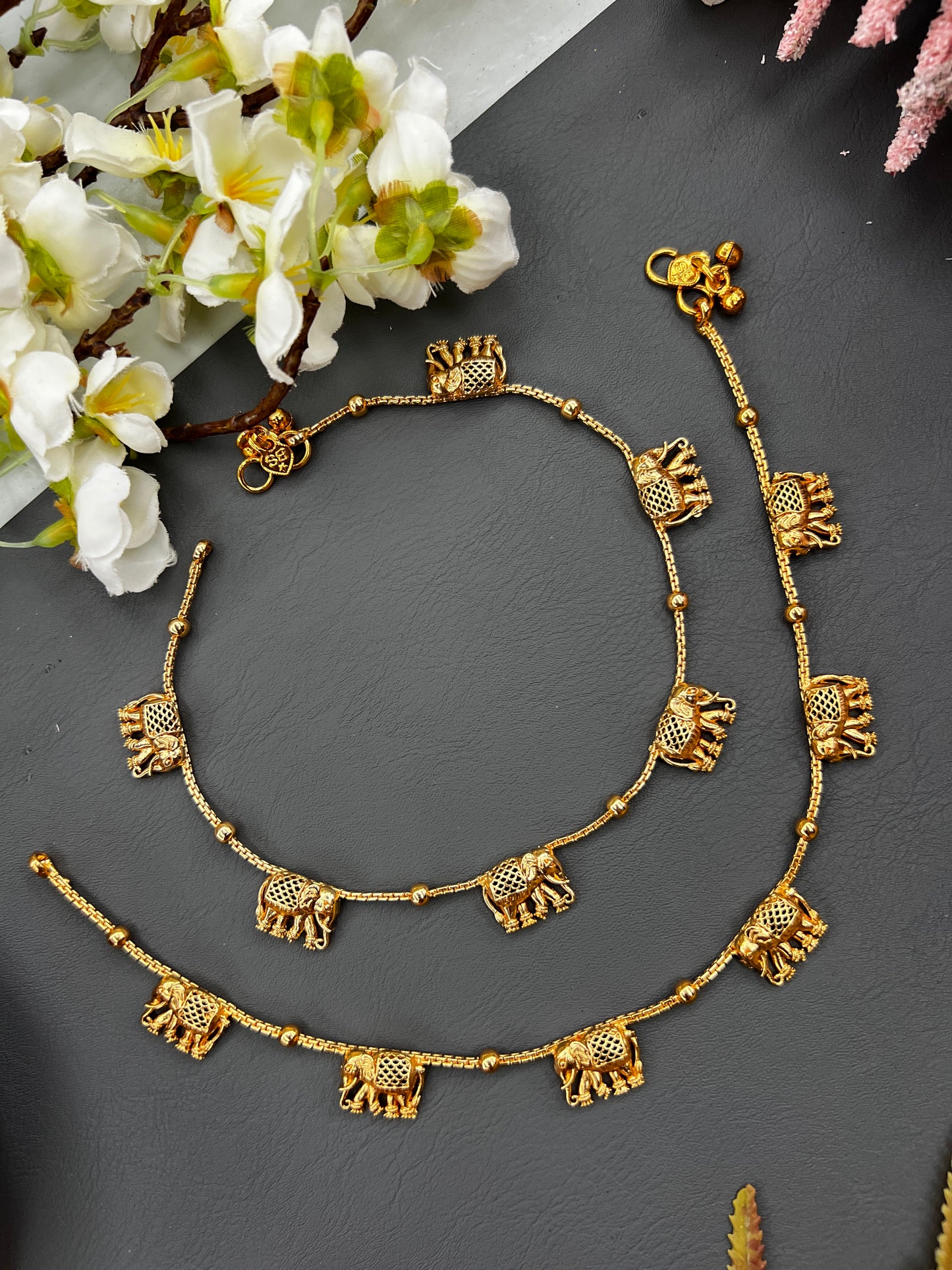 Gold plated Elephant Charm Anklets