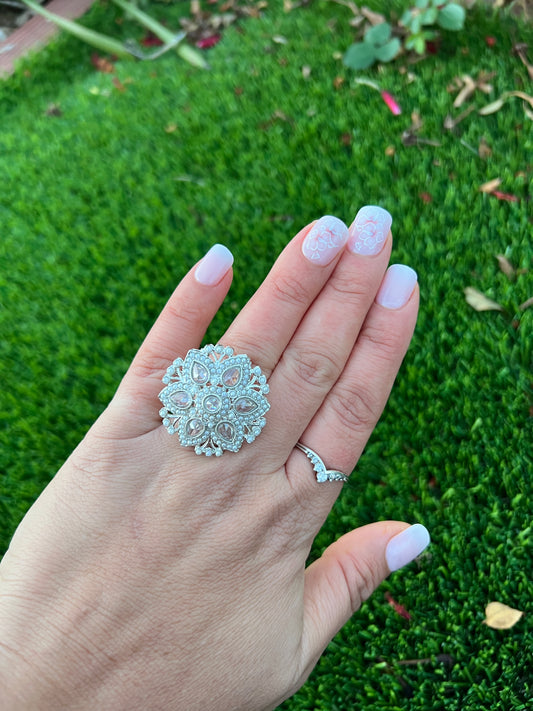 Silver polki ring
