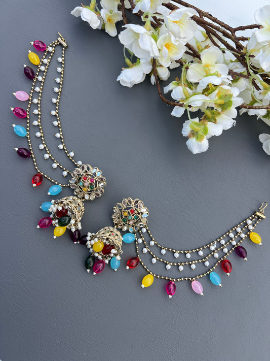 Himani jhumka earrings with ear chains