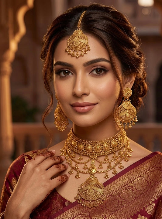 Anmol gold plated necklace set