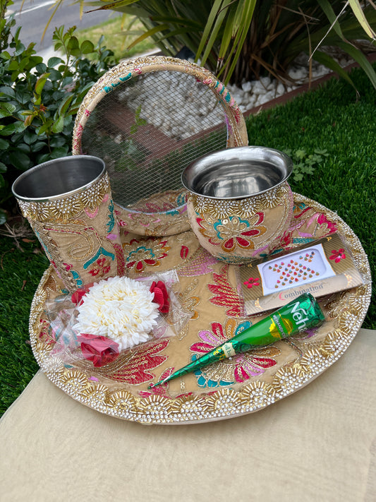 Karwa chauth Embroidered thali set