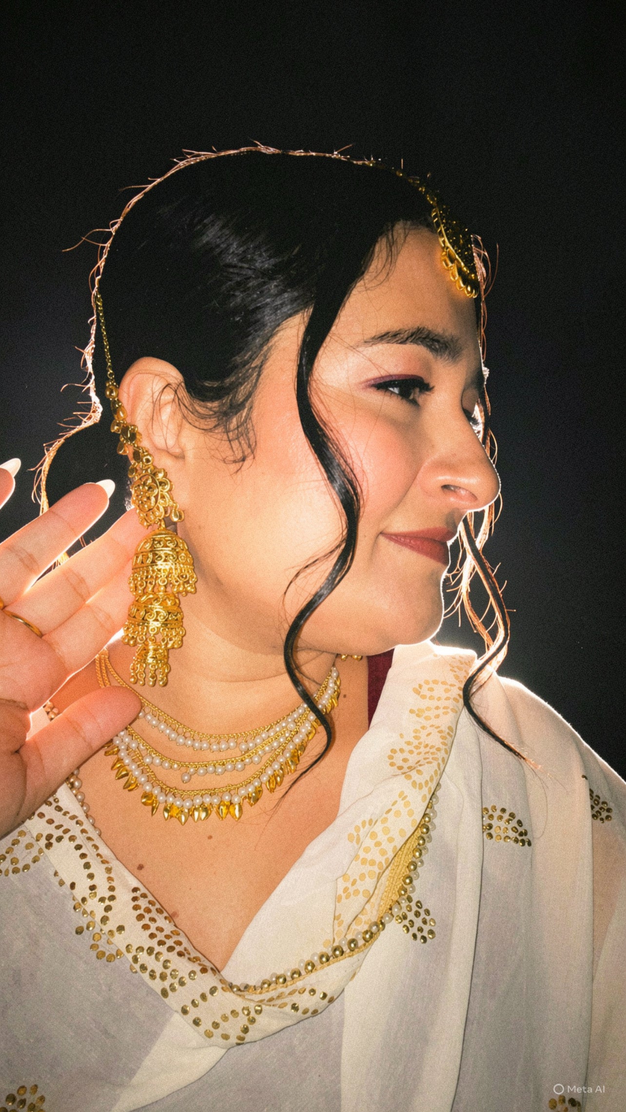 The Royal Filigree Triple-Layer Jhumka & Maang Tikka Set