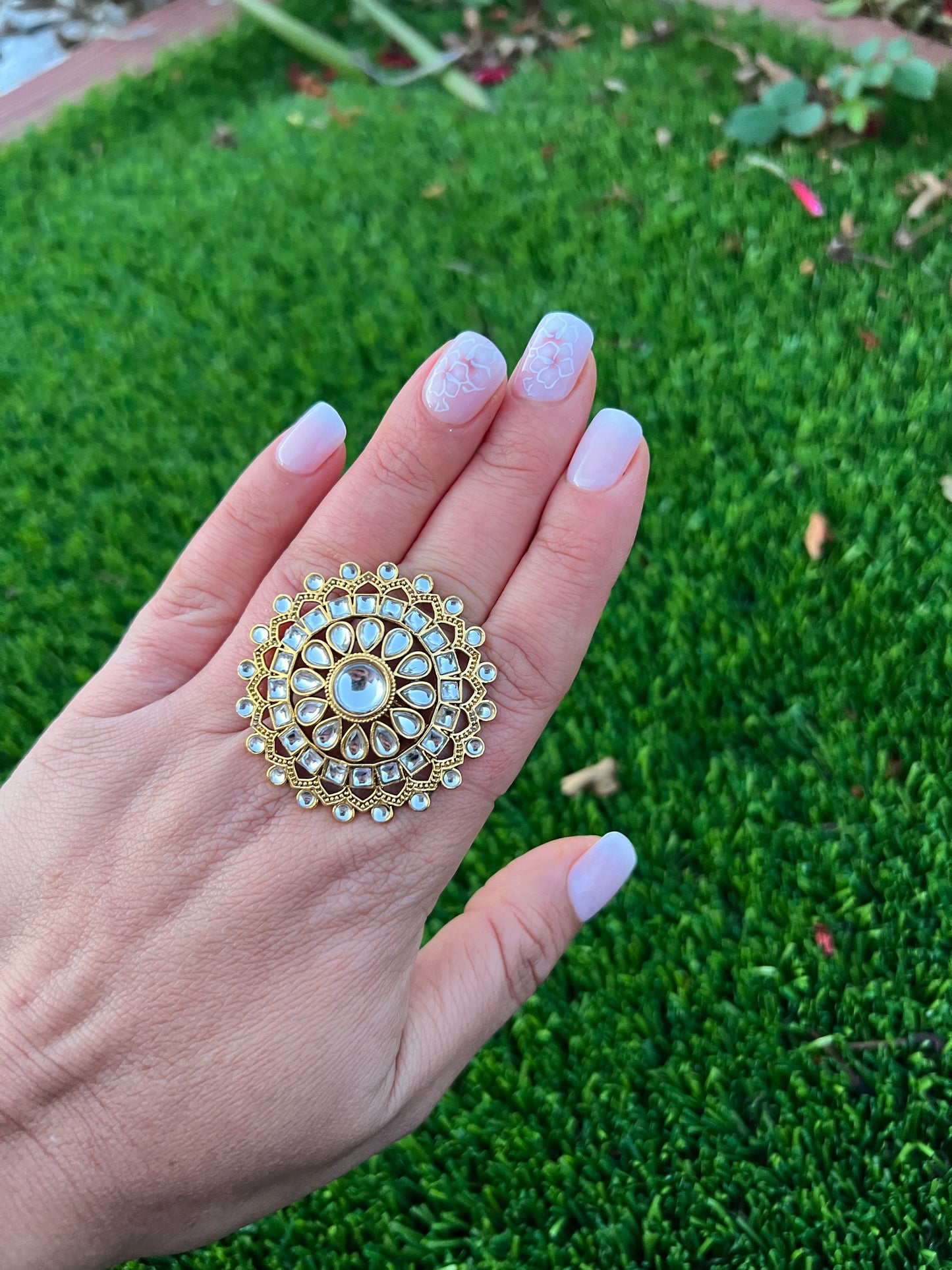 Golden oversize ring