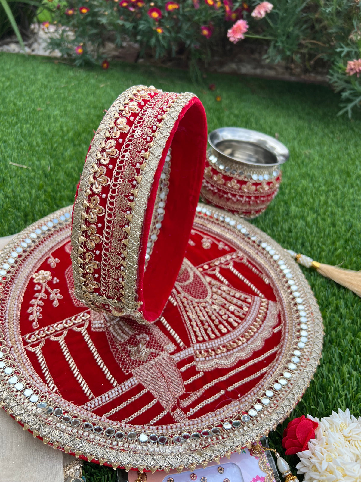 Royal  Embroidered Karwa Chauth Thali Set