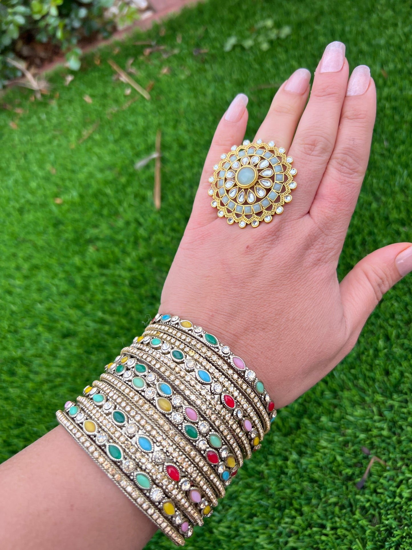 Multicoloured polki bangles