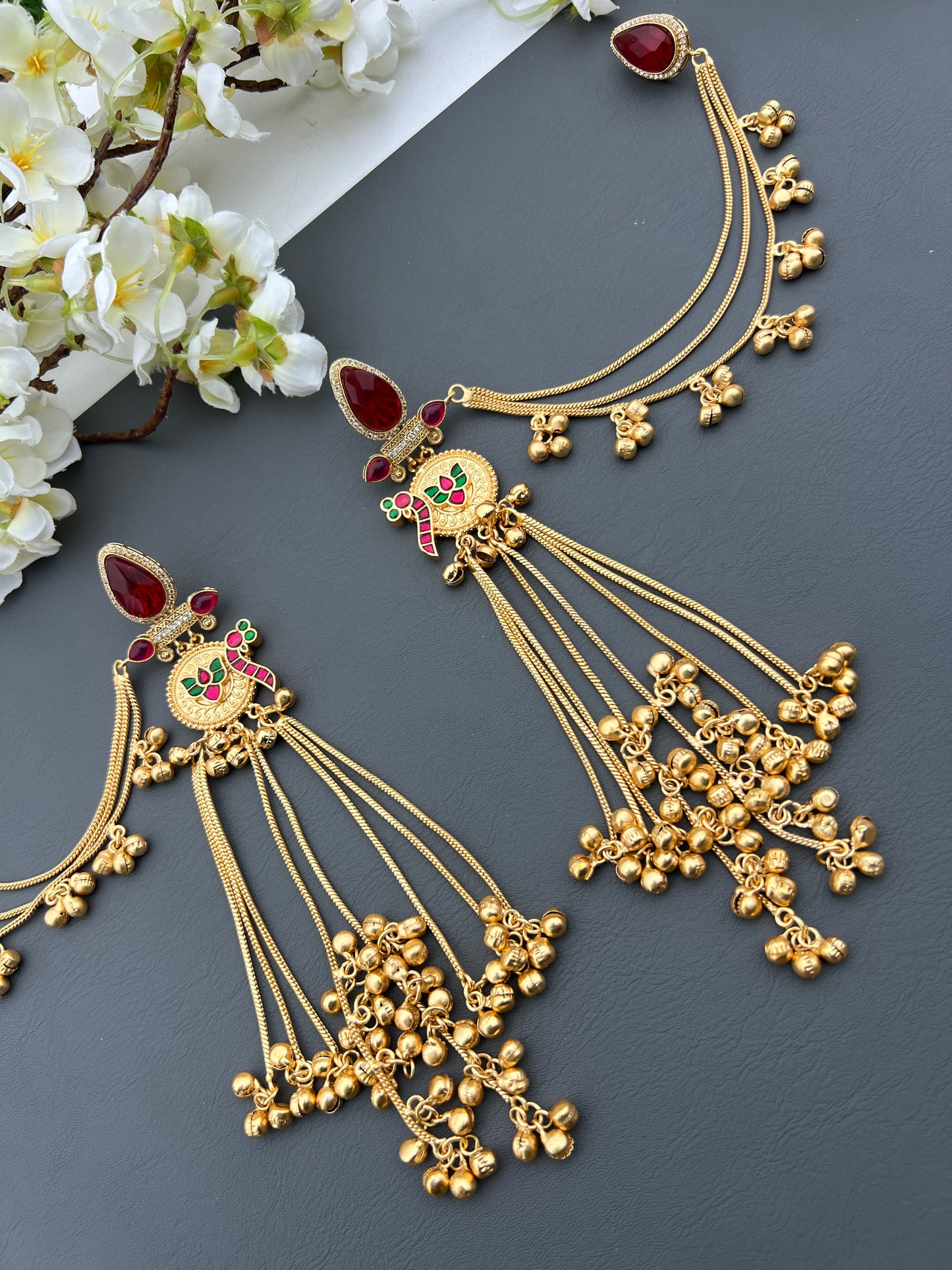 Dhanvi Long Earrings With Ear Chain