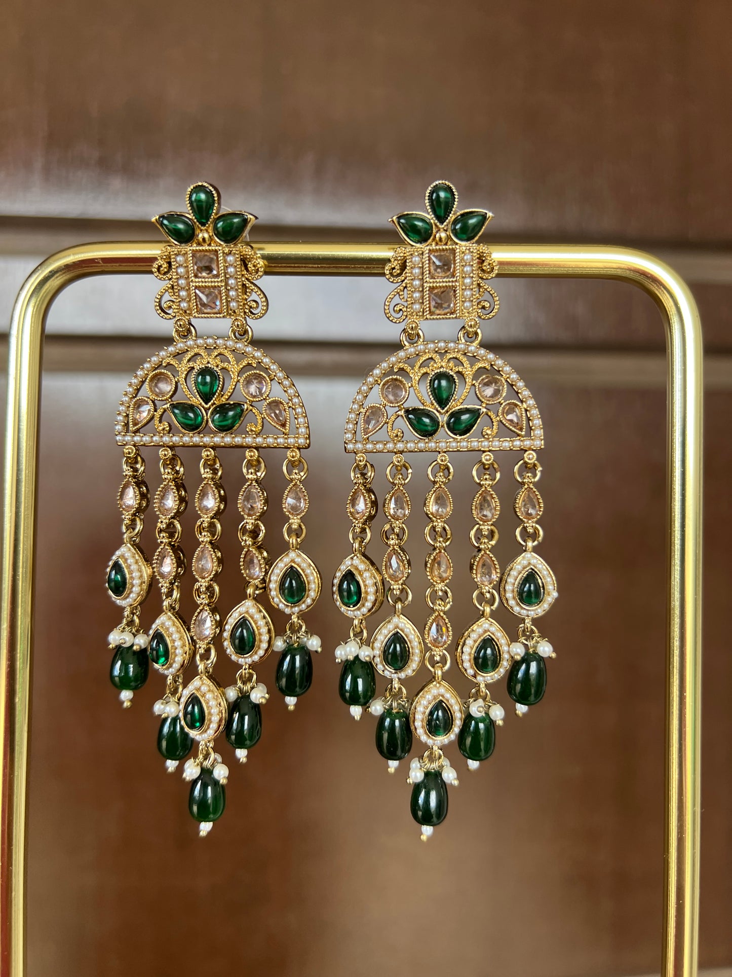 Amber green earrings