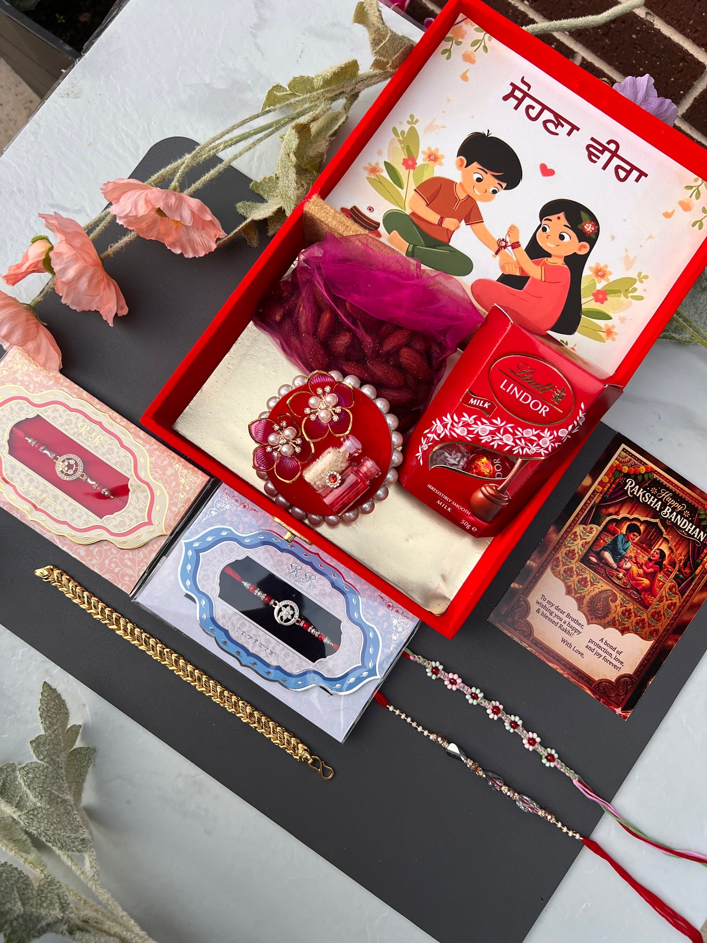 Super premium Brother Rakhi hamper with gift for brother (4 Rakhi)