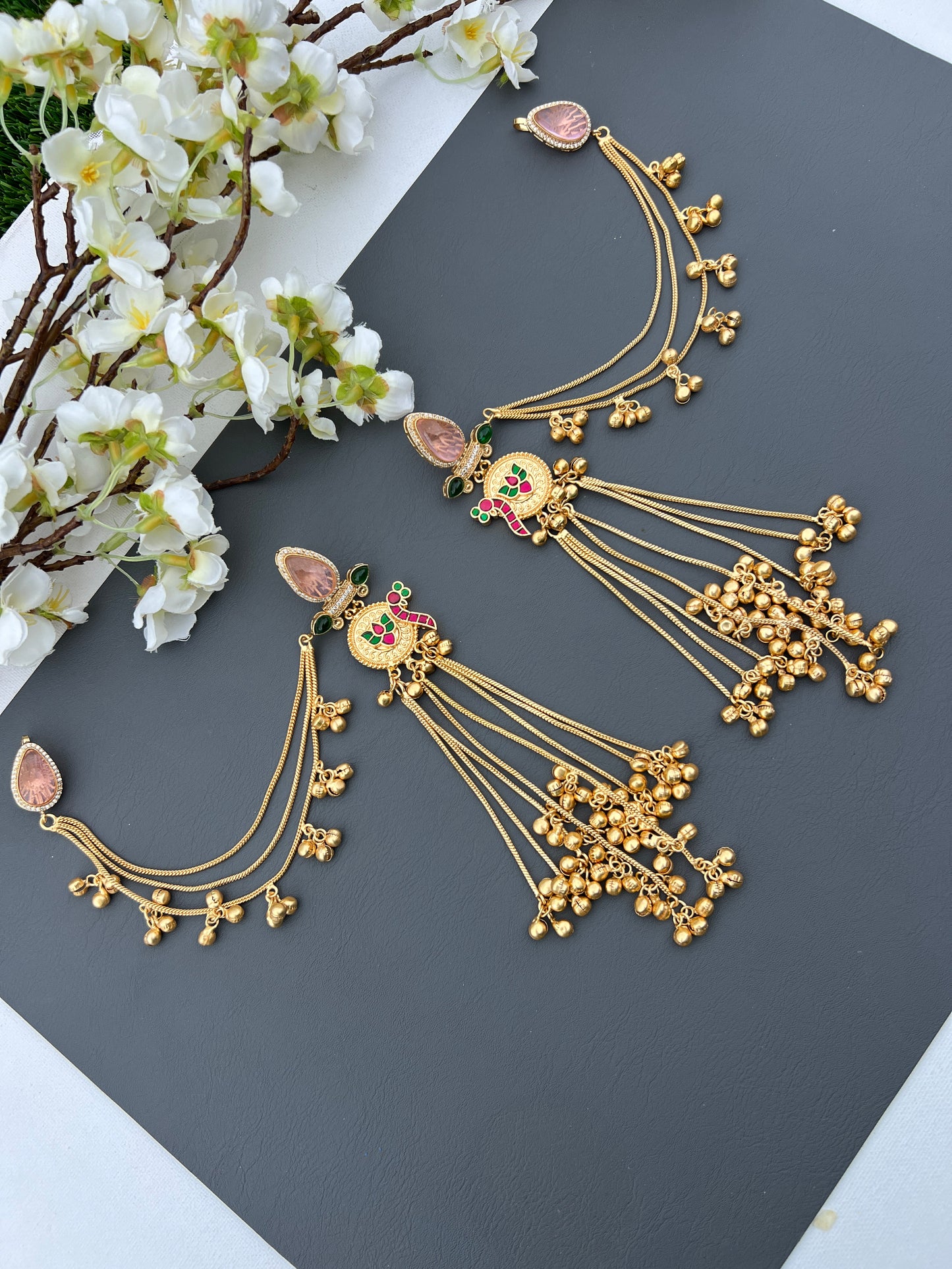 Dhanvi Kashmiri long earrings with ear chains