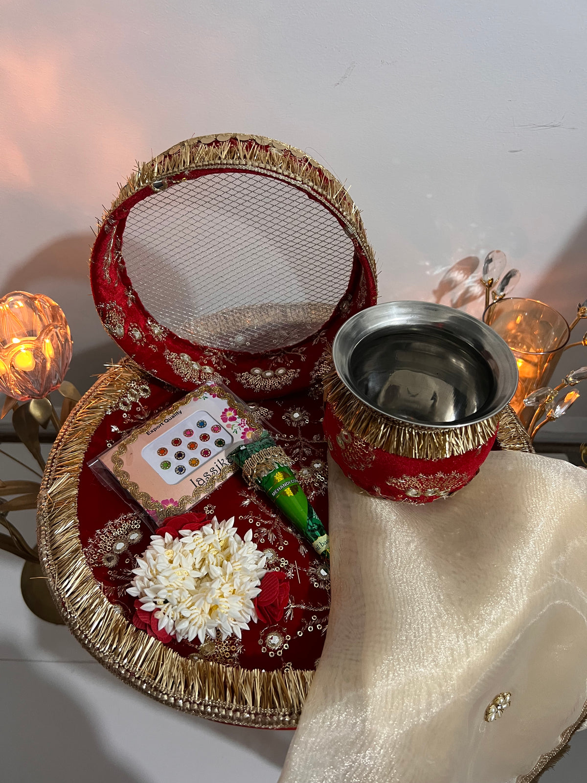 Kaynat embroidered Karwa chauth thali set
