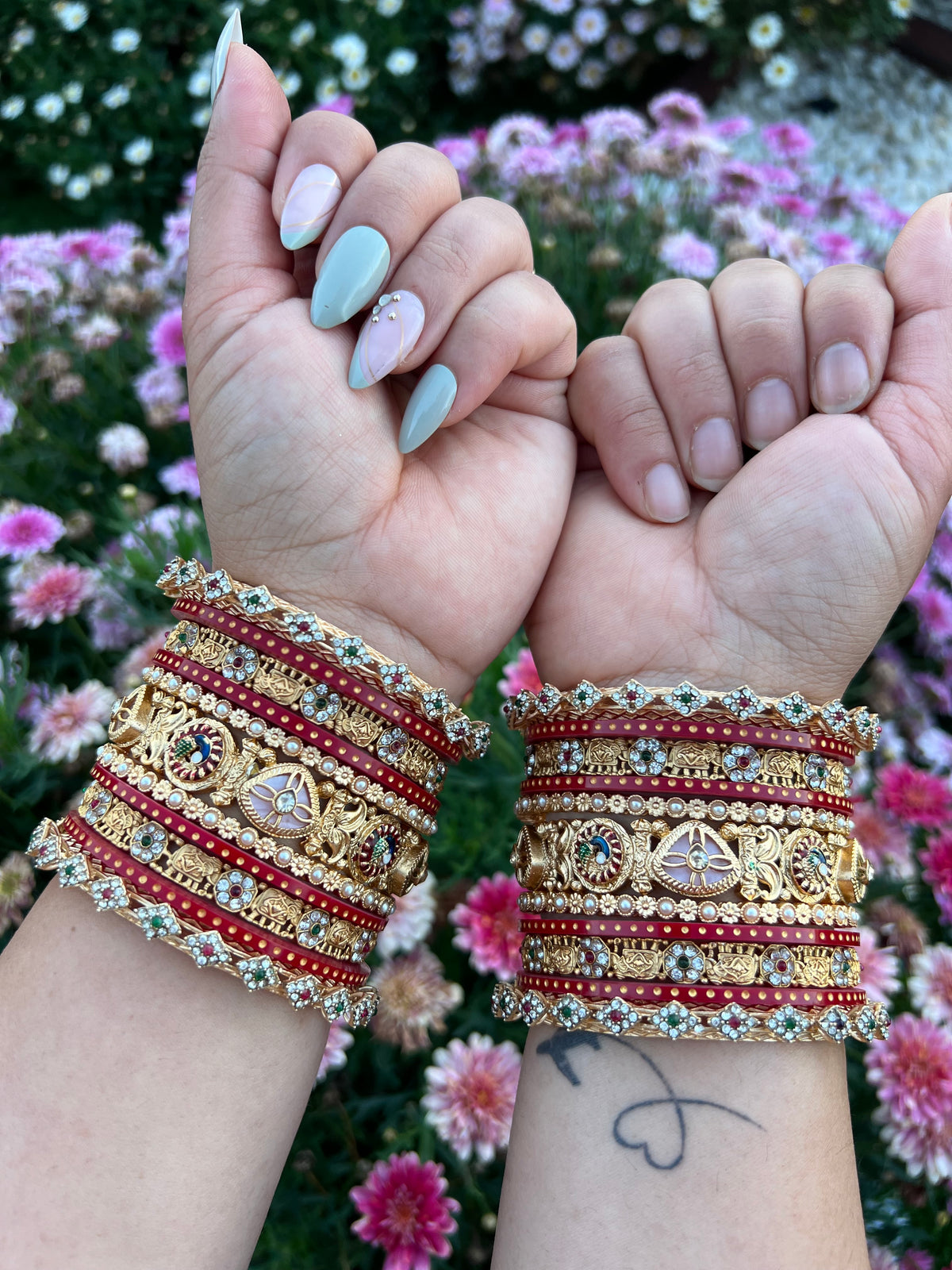 Maharani Kundan & Peacock Bangle Set ( Both hands)