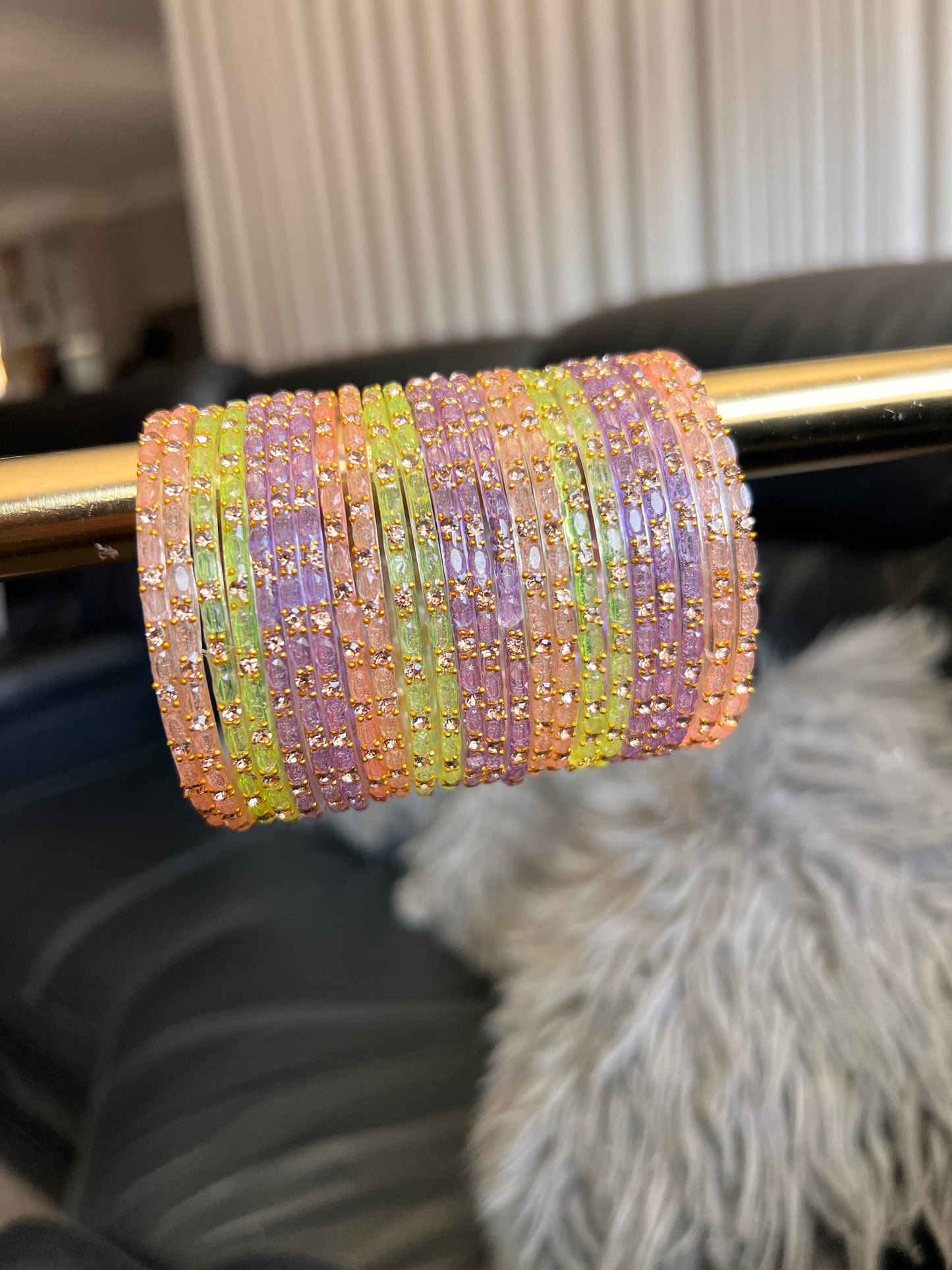 Pastel glass raindrop bangles