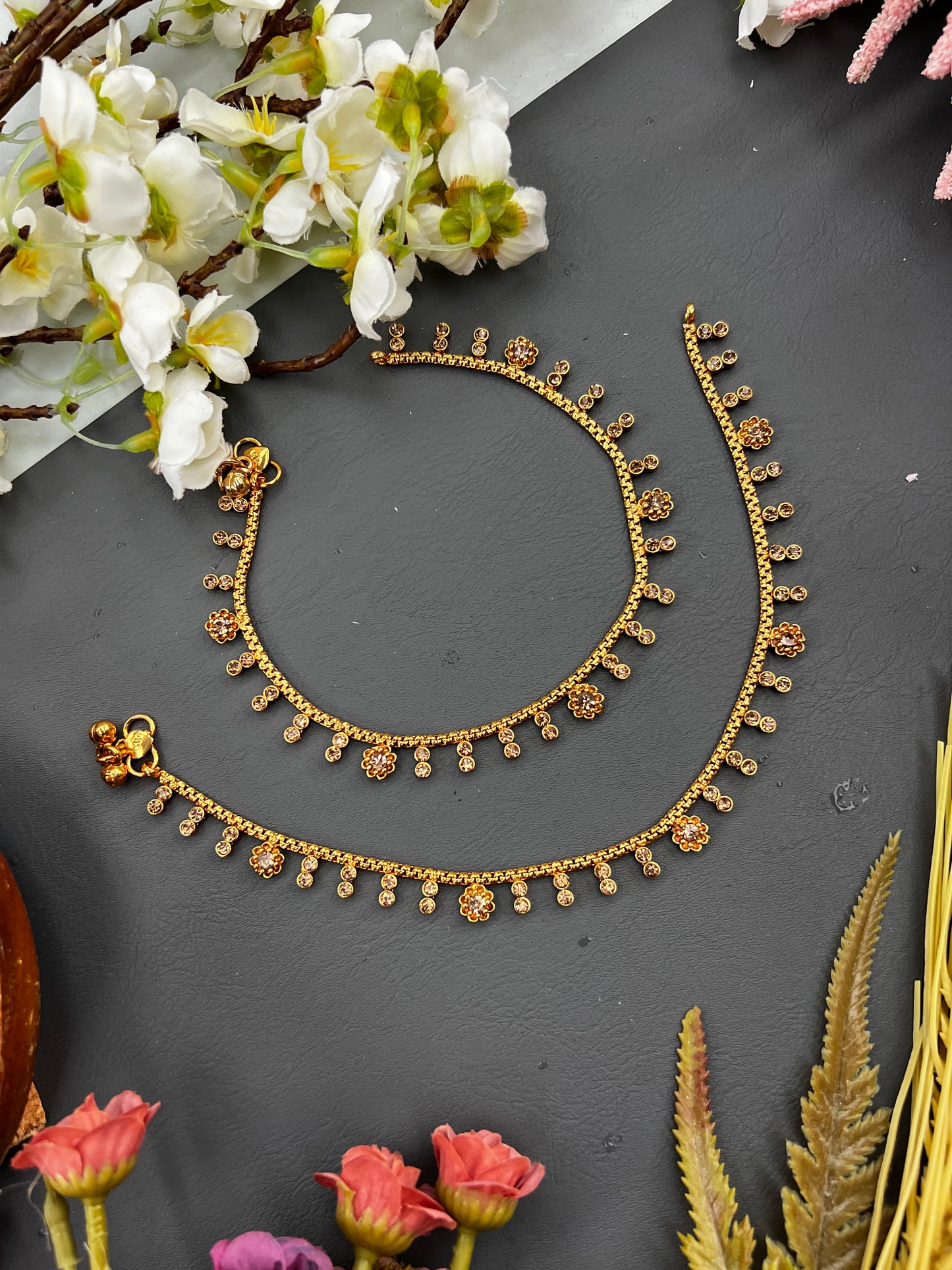 The Jasmine Bloom Stone Anklets