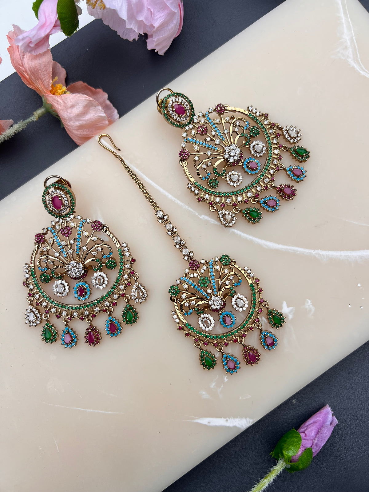 Rhea earrings and Tikka set