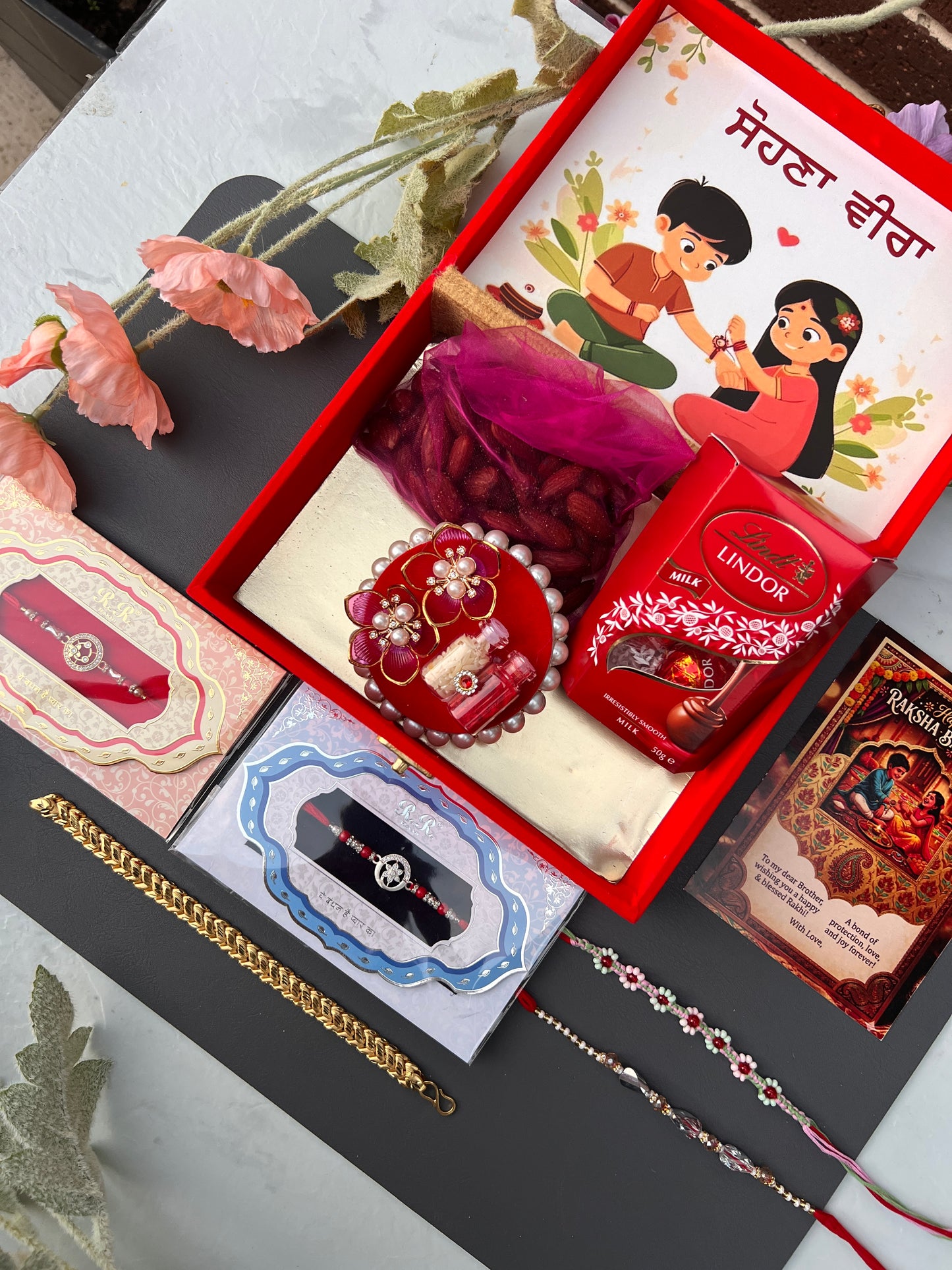 Super premium Brother Rakhi hamper with gift for brother (4 Rakhi)