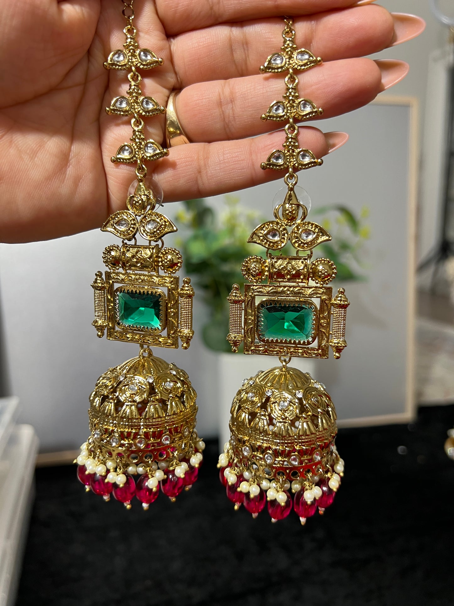The Royal Mayura Oversized Statement Jhumkas