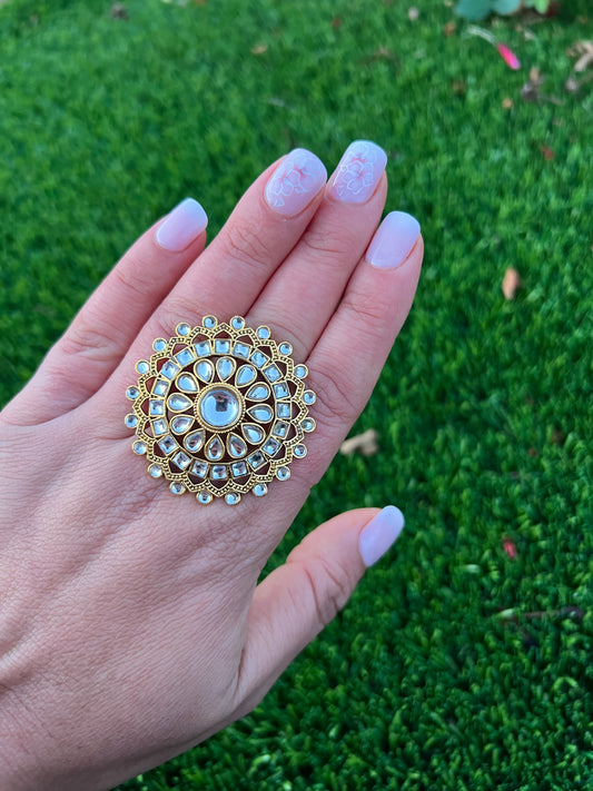 Golden oversize ring