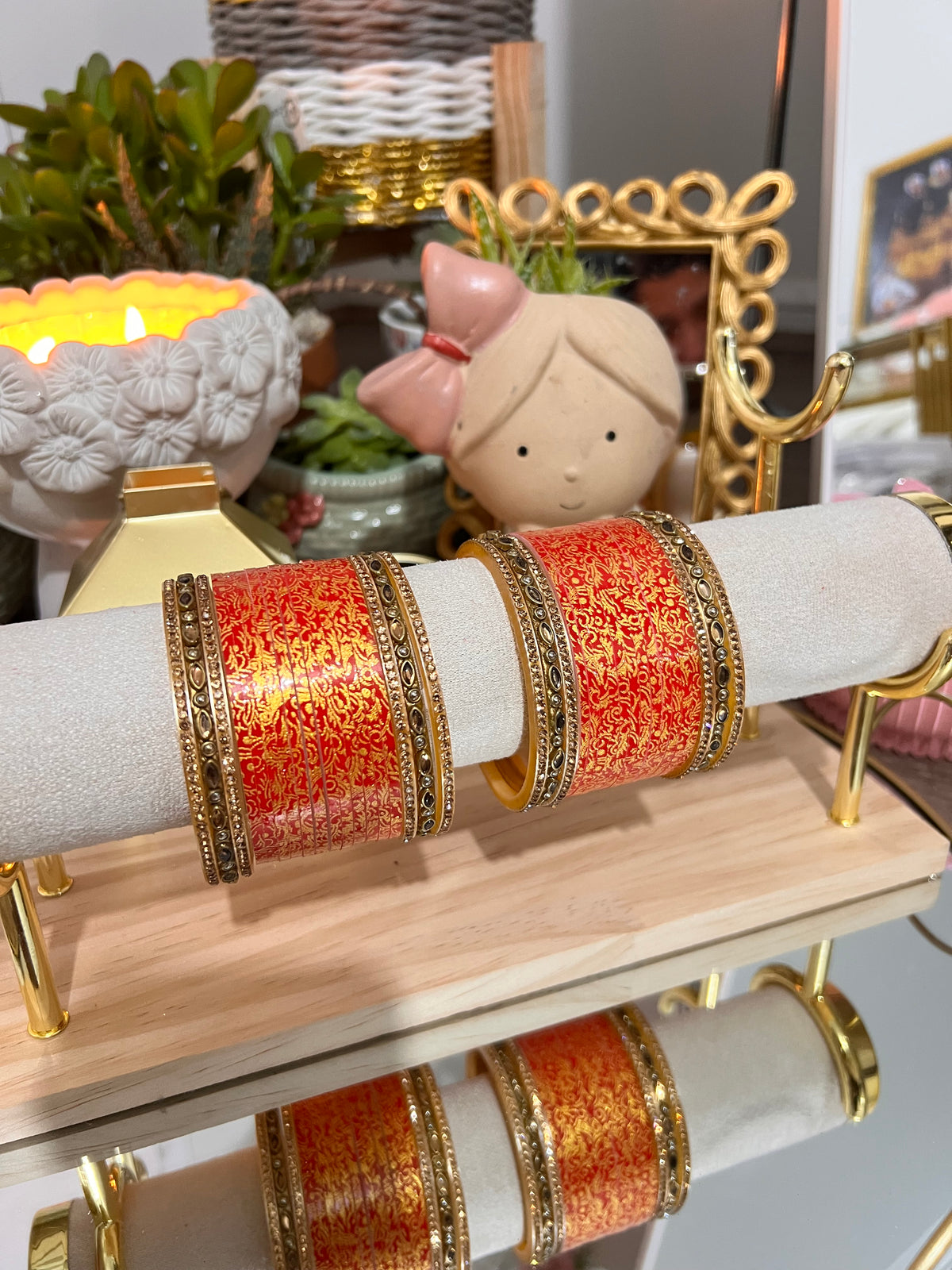 Meenakari Red & Gold Bangle Set