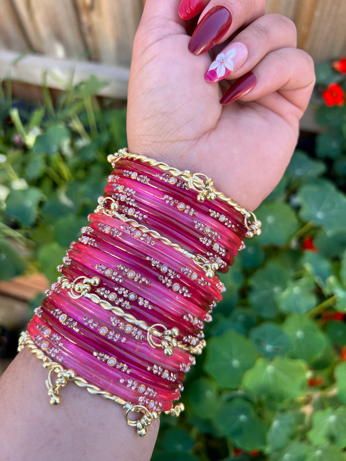 Shimmering Berry Kashmiri Bangle Set