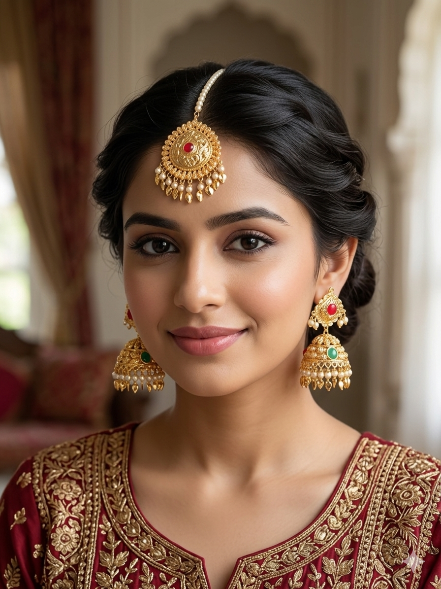 Soohi jhumki & tikka set