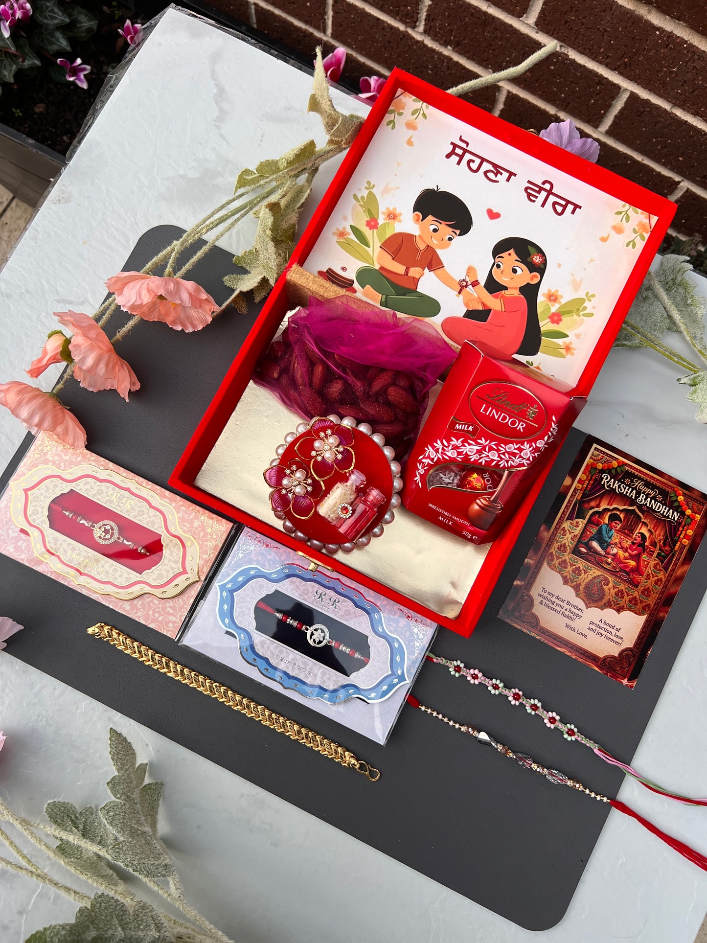 Super premium Brother Rakhi hamper with gift for brother (4 Rakhi)