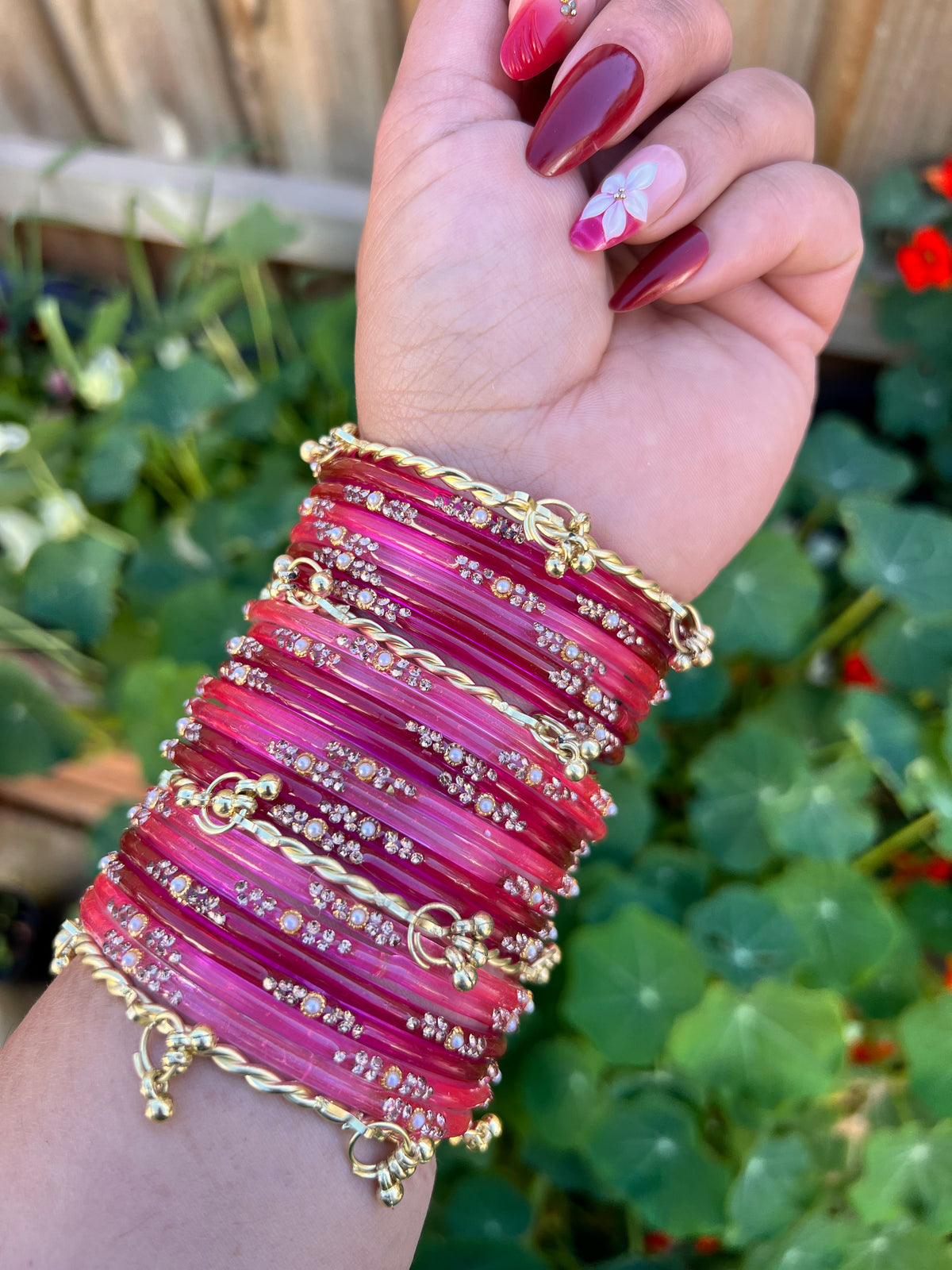 Shimmering Berry Kashmiri Bangle Set