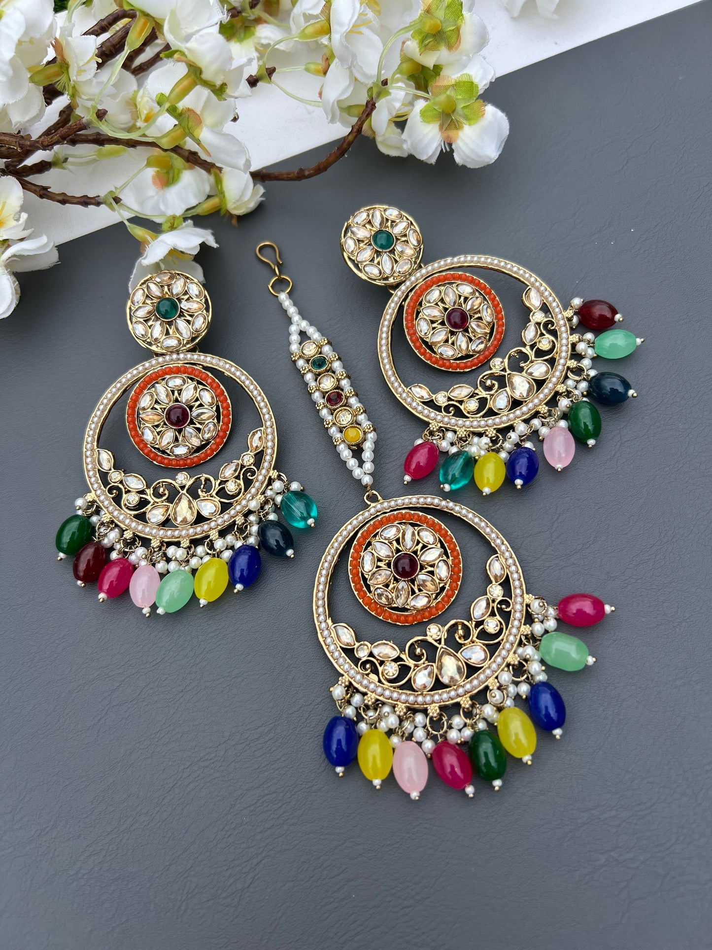 Prachi earrings & tikka set