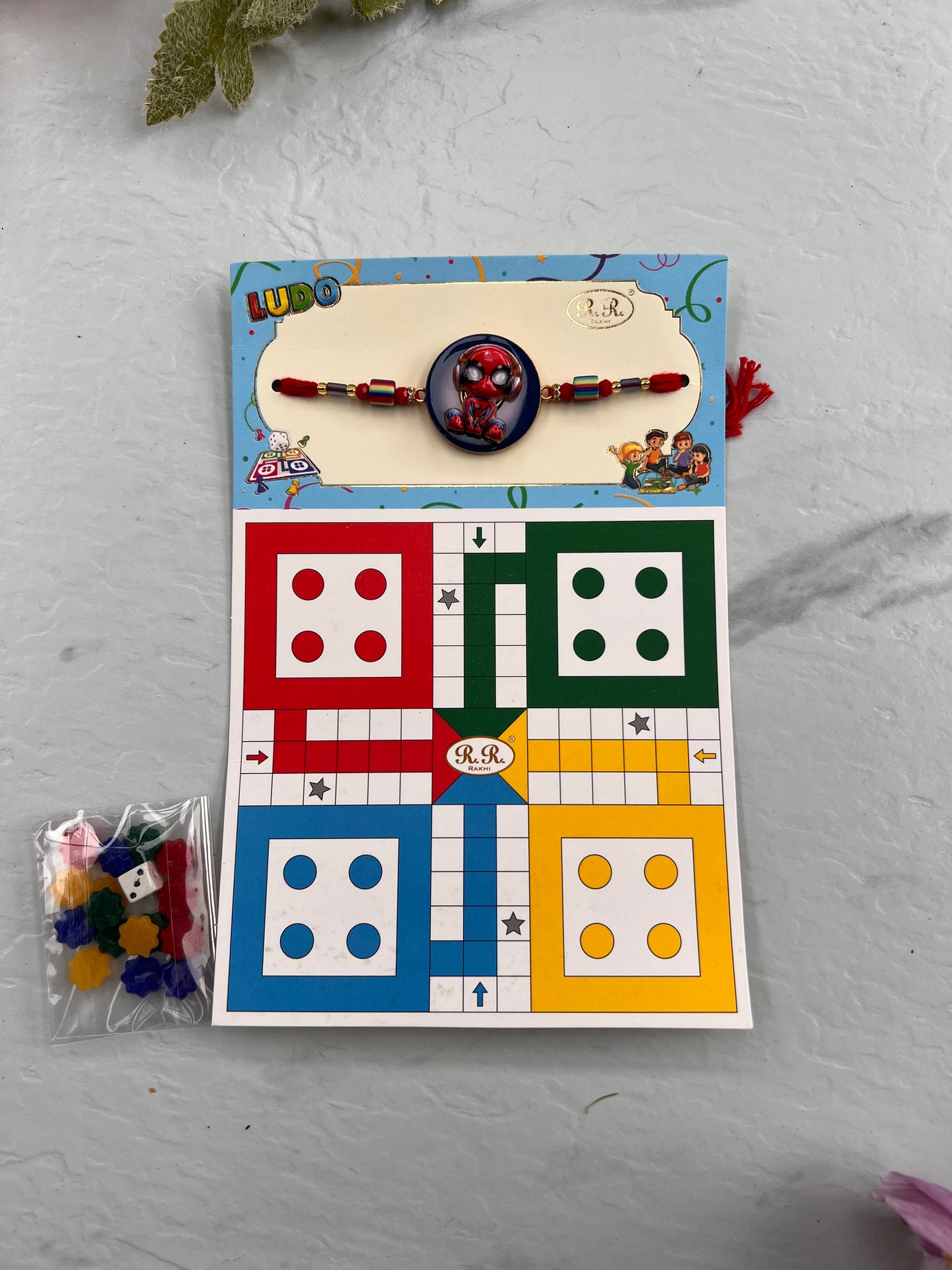Spiderman Game rakhi ( 2 games in one:
Ludo and snack ladder)
Spider man