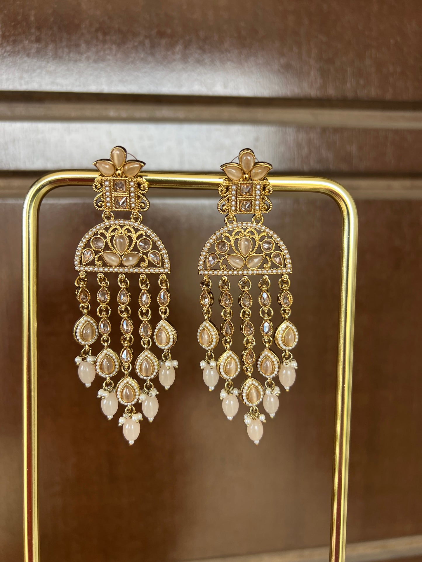 Amber peach earrings