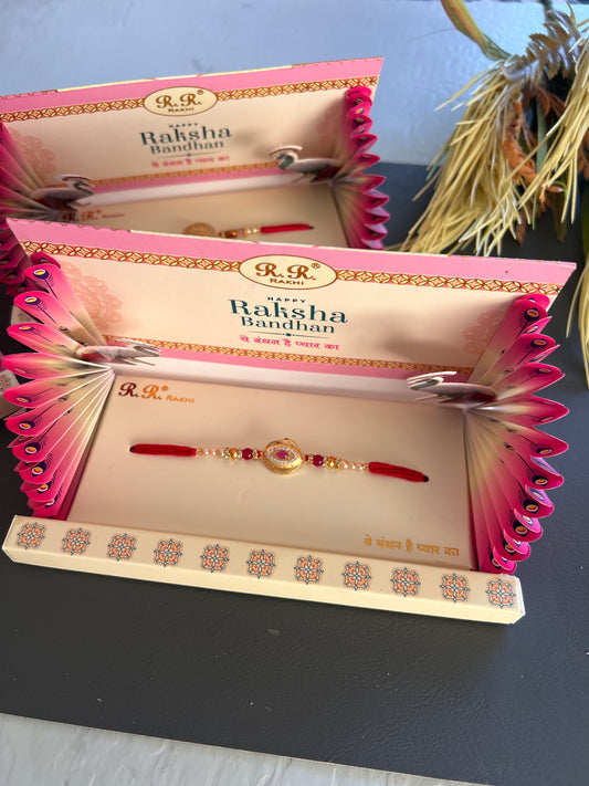 Luxury packing gold plated rubi rakhi