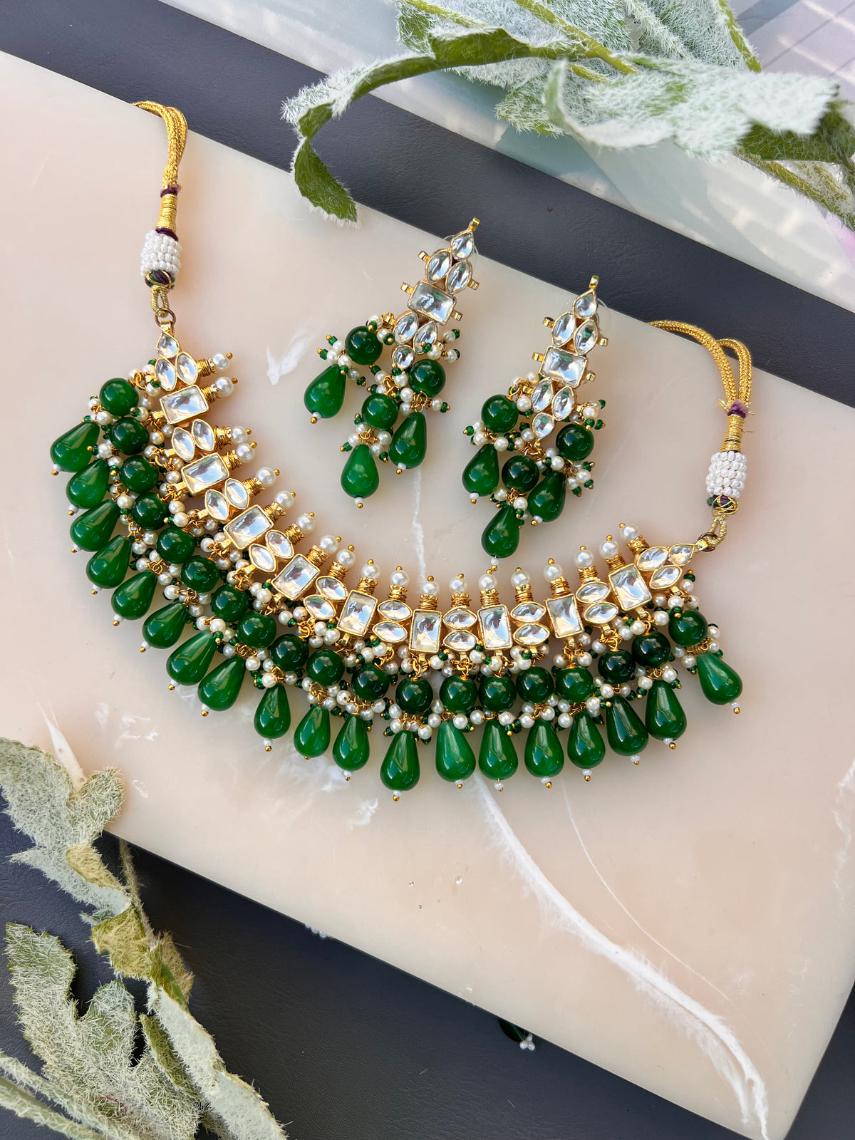 Trasha Paachi kundan necklace set