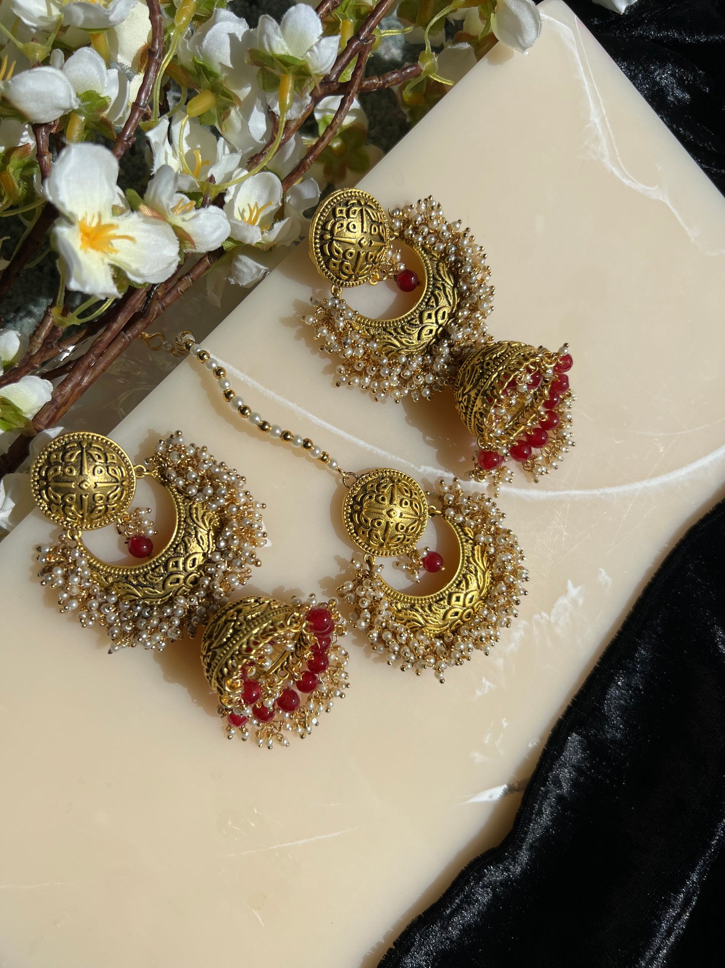 Swara earrings & tikka
