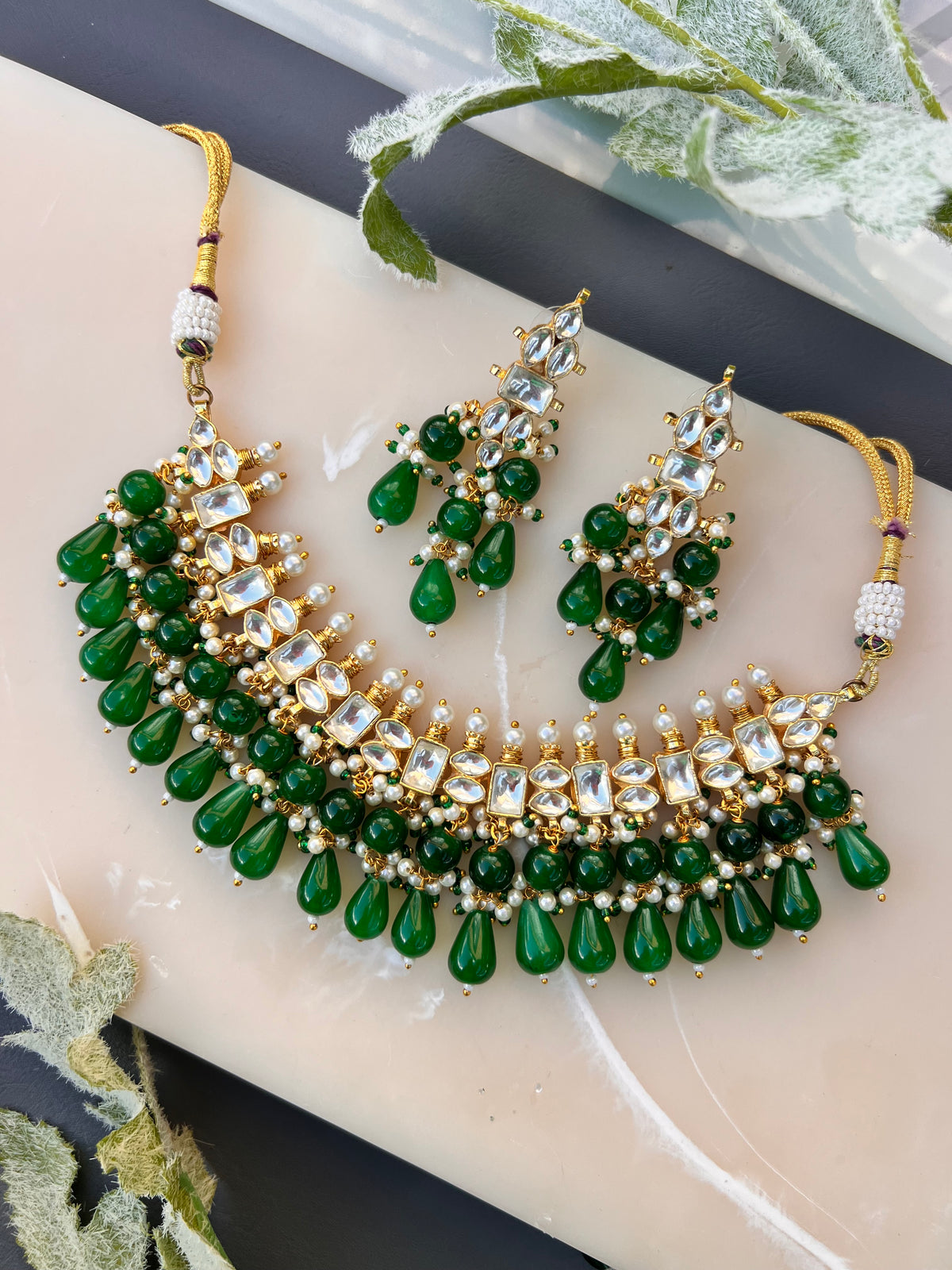 Trasha Paachi kundan necklace set