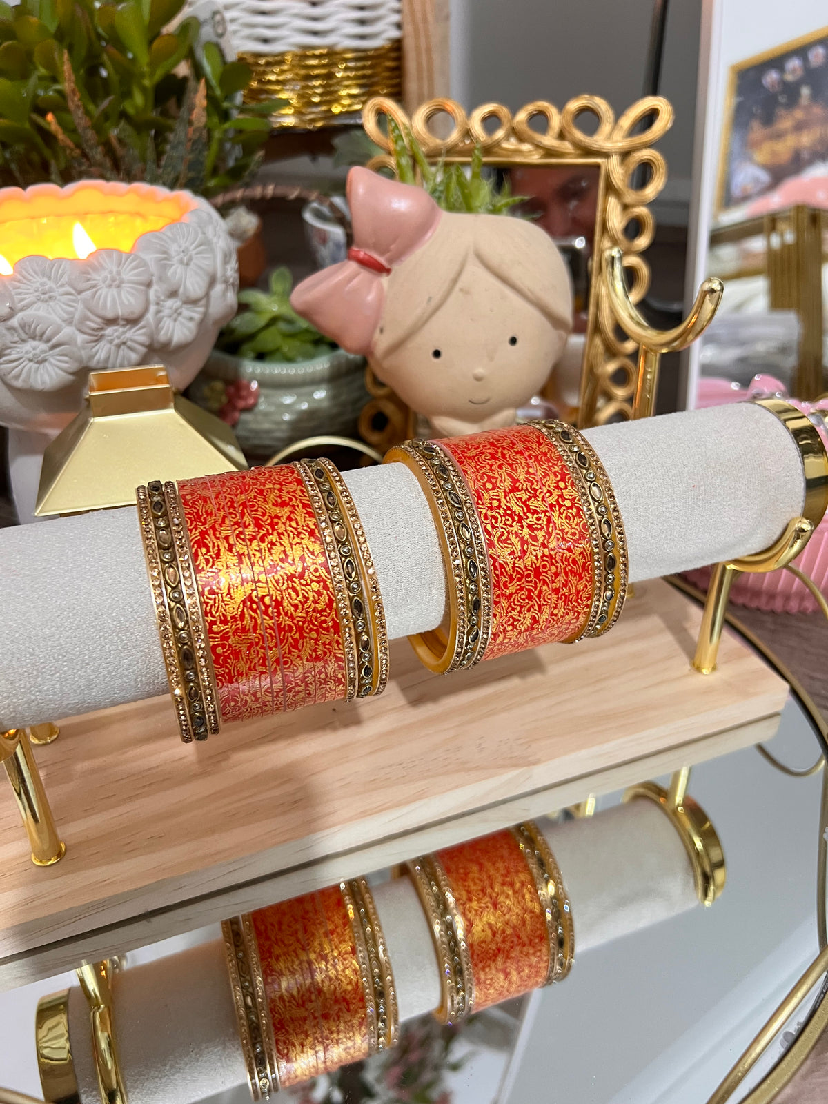 Meenakari Red & Gold Bangle Set