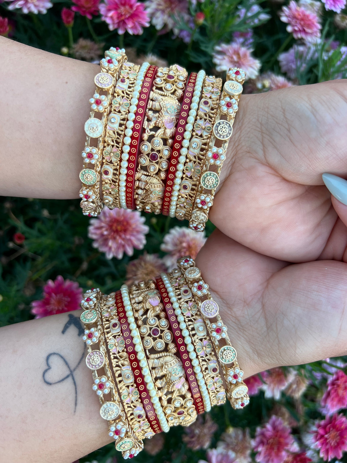 The Aadhya Heritage Elephant Bangle Set ( Both hands)