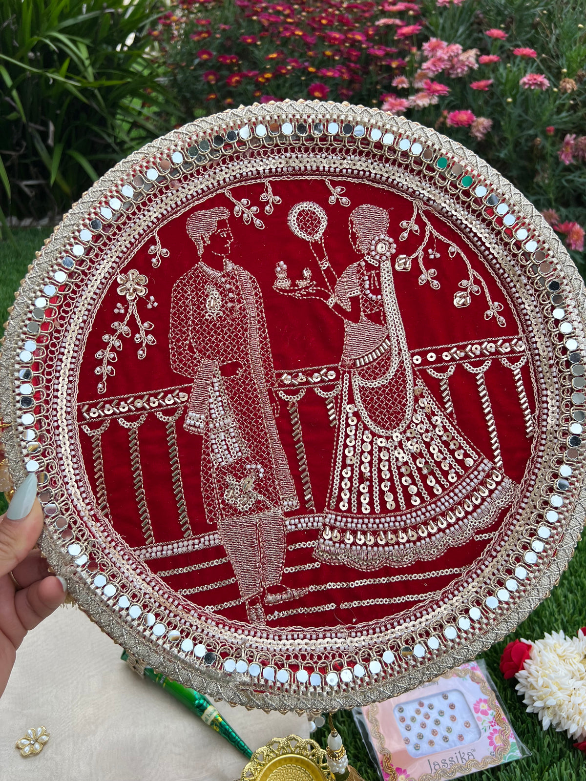 Royal  Embroidered Karwa Chauth Thali Set