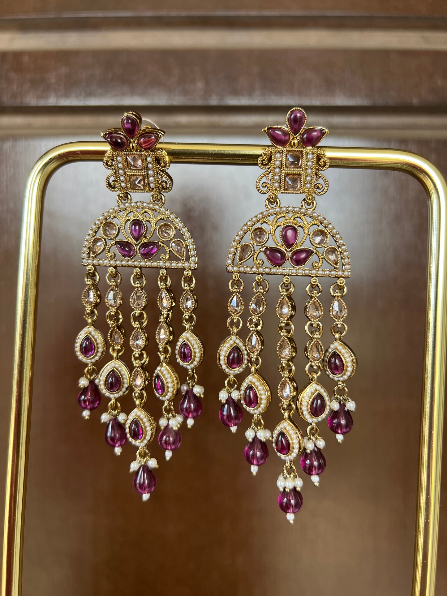 Amber purple earrings